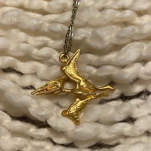 Gold Tone Pterodactyl Necklace